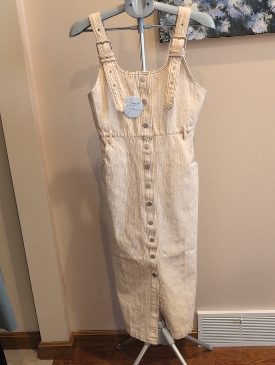 Cloud Ten Dresses & Skirts - Women's Cloud Ten Denim Cream Button-Front Overall Jumper